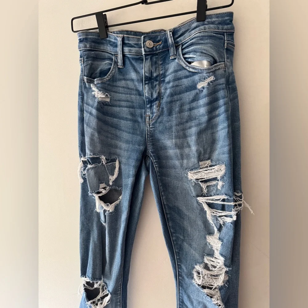 American Eagle Next Level‎ Stress Distressed Super Hi Rise Jeggings